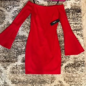 Off the shoulder red Bodycon dress